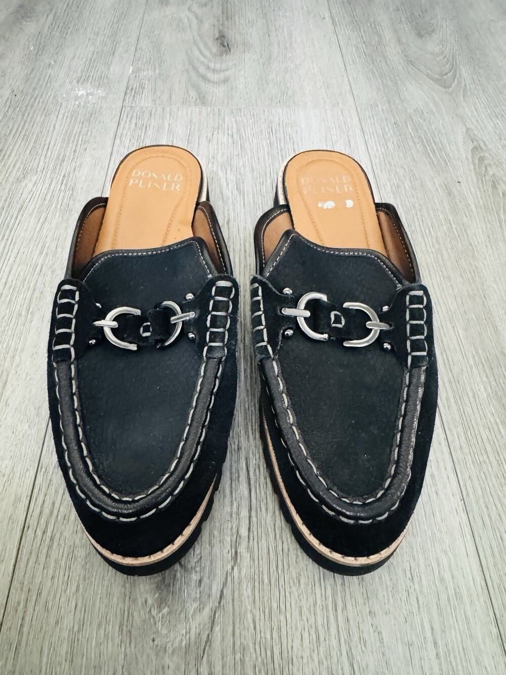 Donald Pliner Black Suede Elta Mule Loafer 9.5